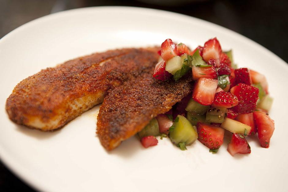 Blackened Fish with Strawberry Kiwi Salsa