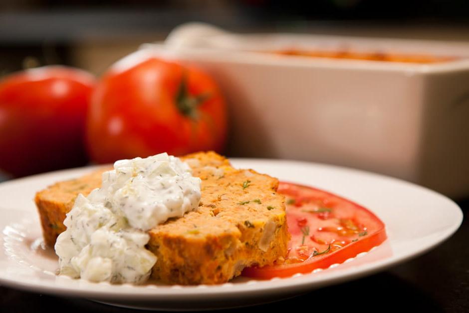 Salmon Loaf with Creamy Cucumber Sauce