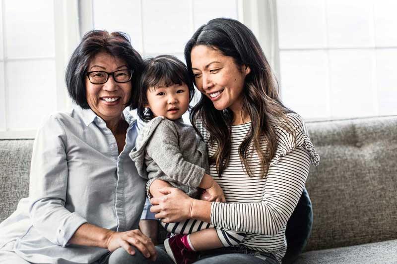 Baby with mom and grandmother