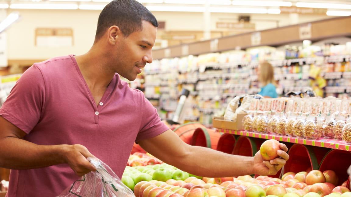 man grocery shopping