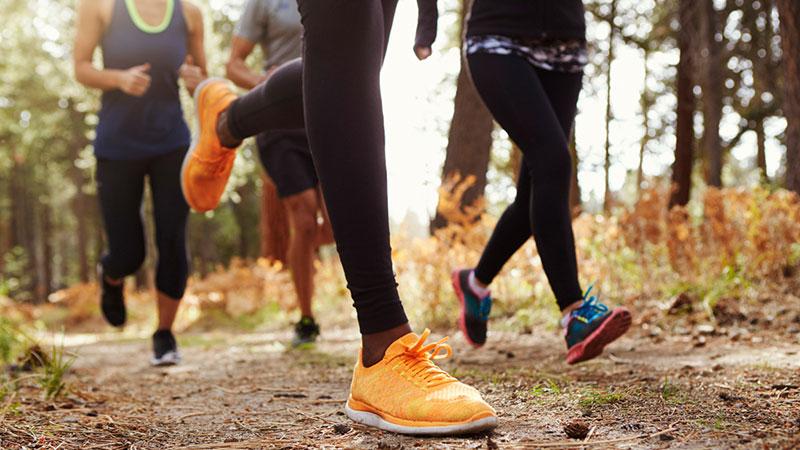 Groups of adults running outdoors